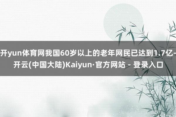 开yun体育网我国60岁以上的老年网民已达到1.7亿-开云(中国大陆)Kaiyun·官方网站 - 登录入口